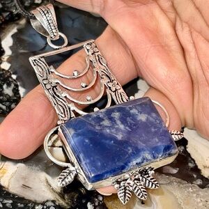 Navy Sodalite Pendant 2 7/8”